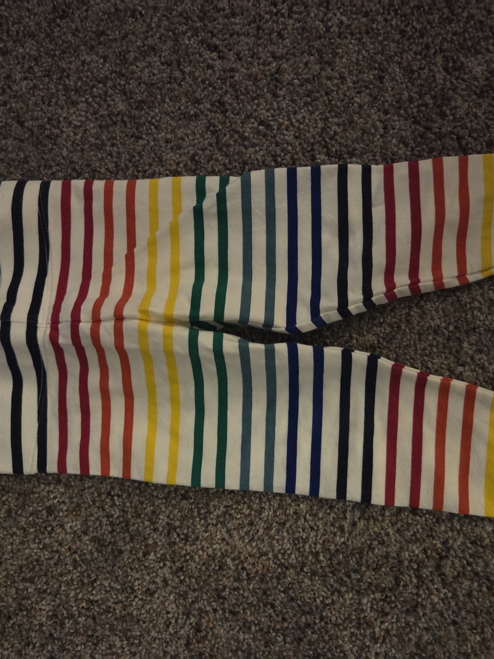 Primary Rainbow Stripe Leggings - White Base with Multi-Color Stripes